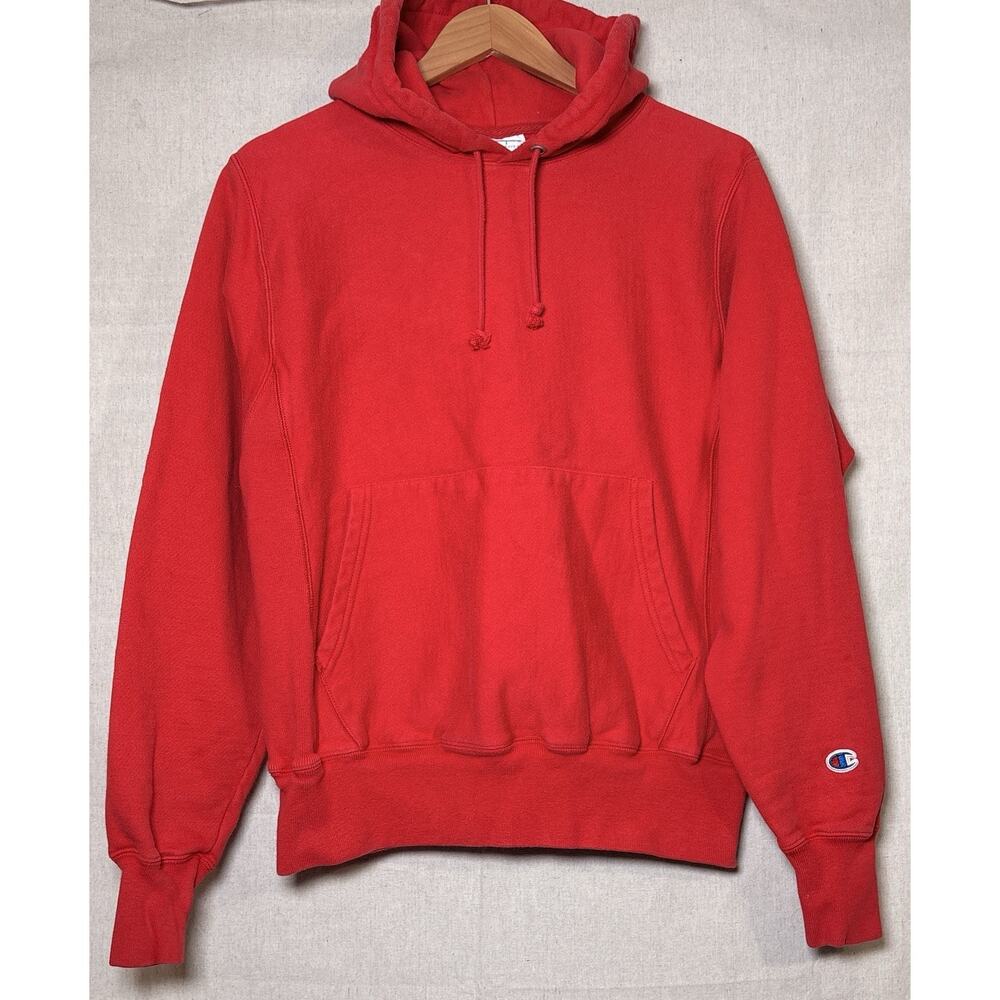 Champion Men's Reverse Weave Blank Red Hoodie Size Small